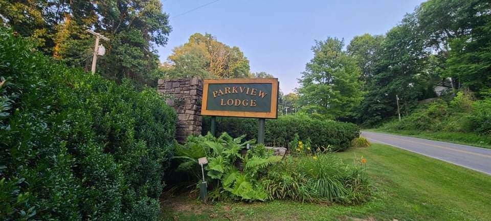Parkview Lodge entrance sign on Highway 221